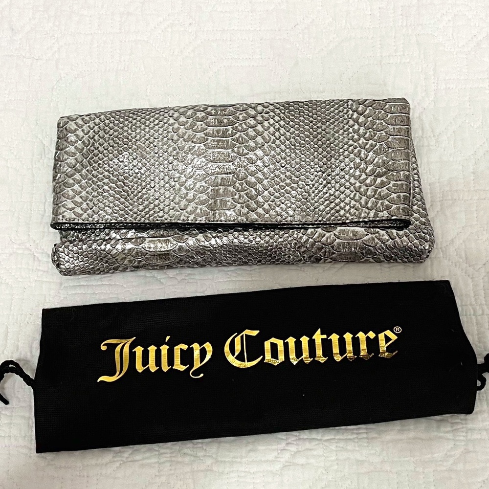 Juicy Couture Vintage Clutch Metallic Snake Skin Textured